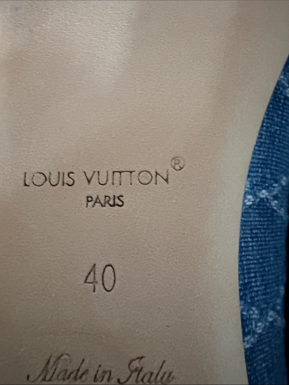 Louis Vuitton Denim Quilted Navy Ballet Flats with LV Plaque - Picture 7 of 11